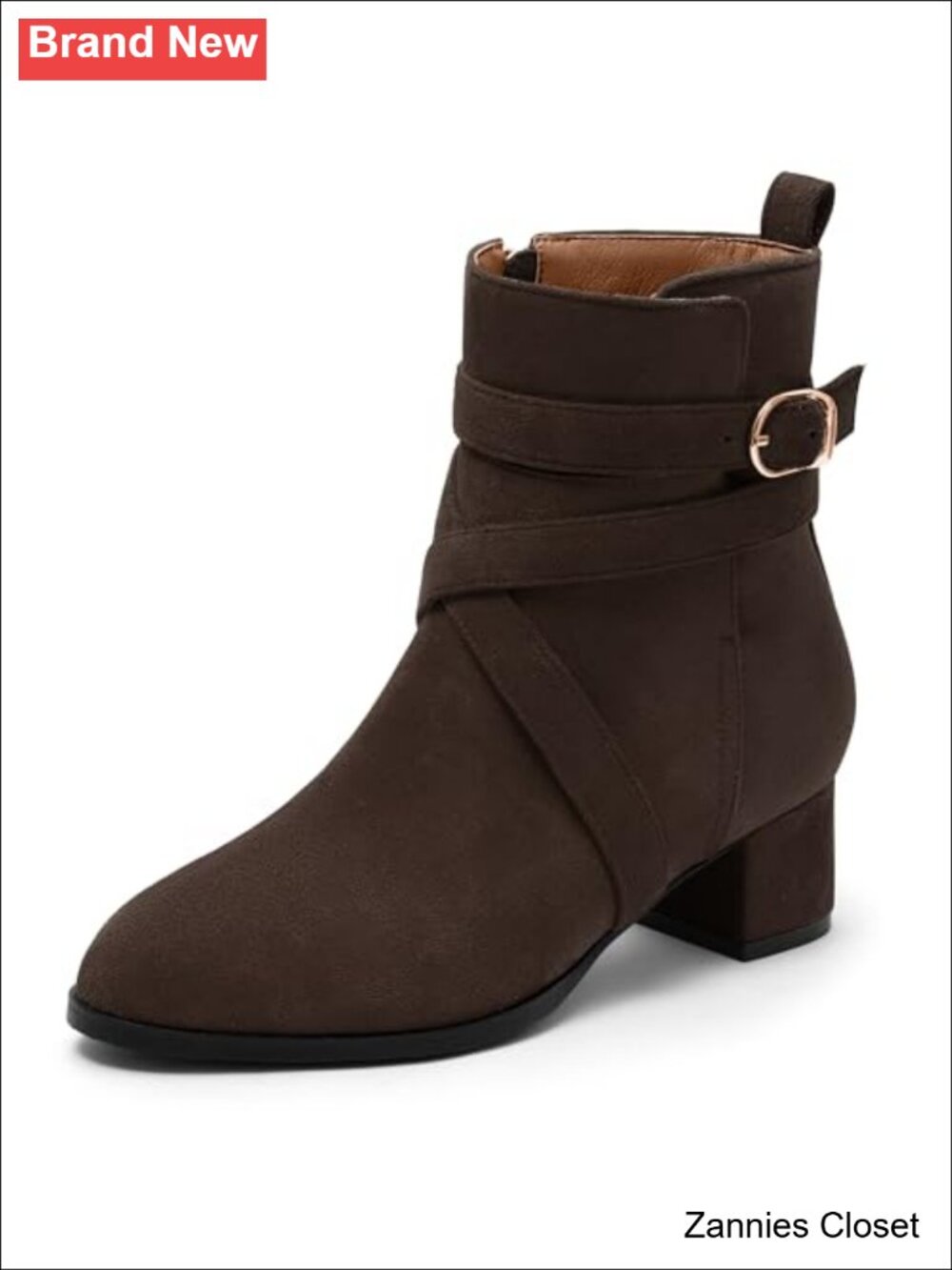 ✨ NUMALEO Womens Ankle Boots Chunky Heel Booties Suede Faux Fur Lined